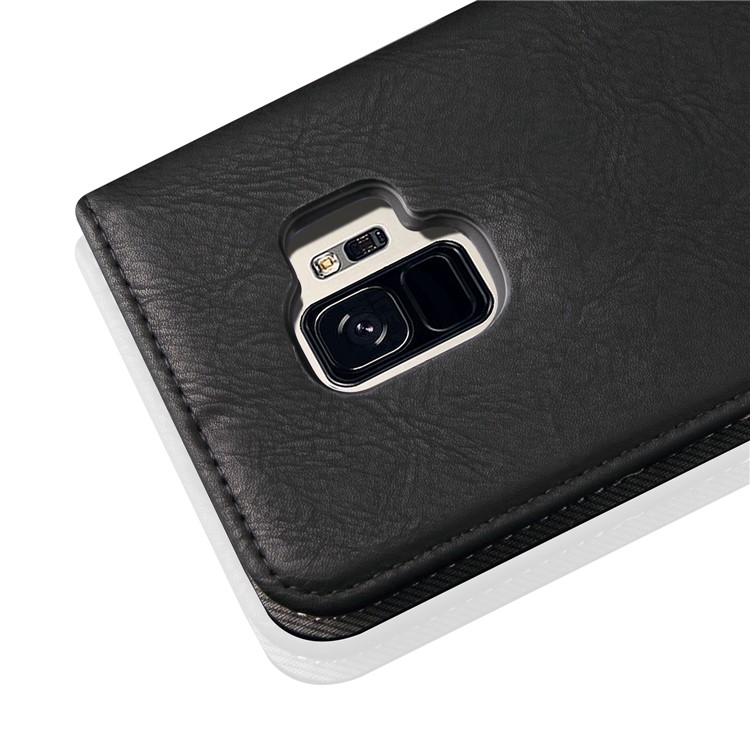 Vintage Flip Stand Leather Cell Phone Case with Card Slot for Samsung Galaxy S9 SM-G960 - Black-4