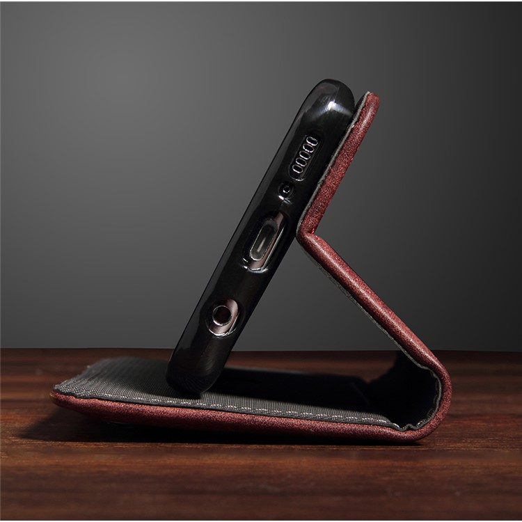 Vintage Flip Stand Leather Cell Phone Cover with Card Slot for Samsung Galaxy S9 SM-G960 - Wine Red-12