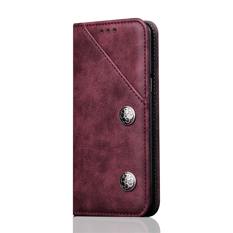 Vintage Flip Stand Leather Cell Phone Cover with Card Slot for Samsung Galaxy S9 SM-G960 - Wine Red-2