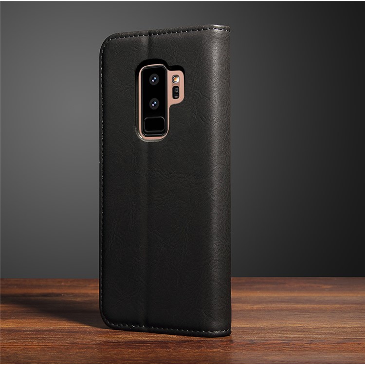 Vintage Flip Stand Leather Cell Phone Case with Card Slot for Samsung Galaxy S9+ SM-G965 - Black-12