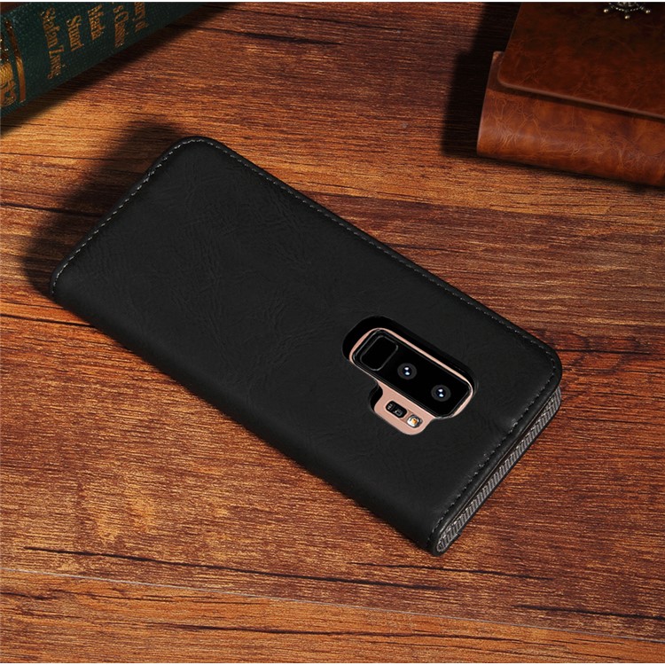 Vintage Flip Stand Leather Cell Phone Case with Card Slot for Samsung Galaxy S9+ SM-G965 - Black-13
