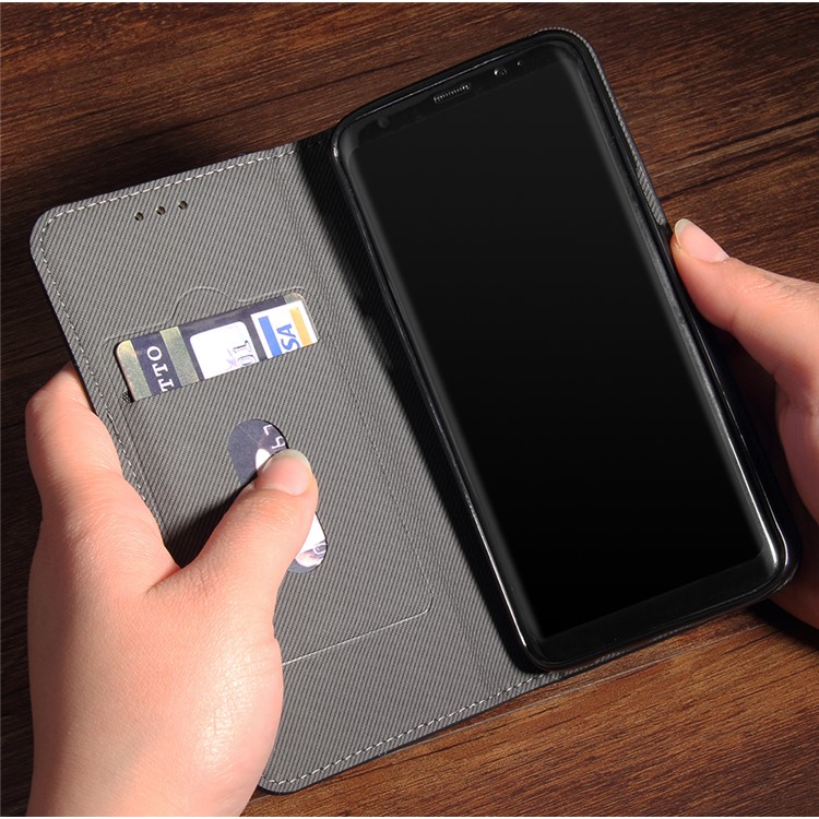 Vintage Flip Stand Leather Cell Phone Case with Card Slot for Samsung Galaxy S9+ SM-G965 - Black-16