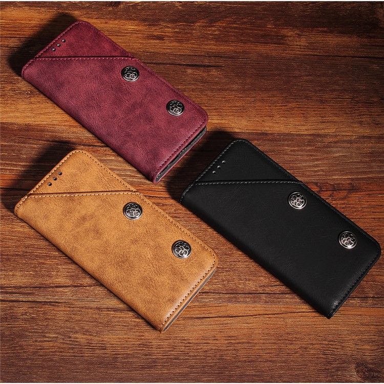 Vintage Flip Stand Leather Cell Phone Case with Card Slot for Samsung Galaxy S9+ SM-G965 - Black-19