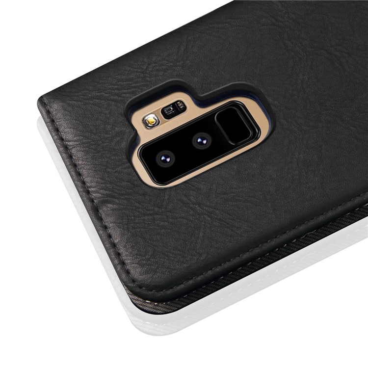 Vintage Flip Stand Leather Cell Phone Case with Card Slot for Samsung Galaxy S9+ SM-G965 - Black-4