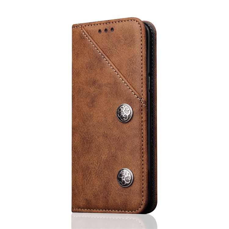 Vintage Flip Stand Leather Cell Phone Shell with Card Slot for Samsung Galaxy S9 Plus SM-G965 - Brown-2