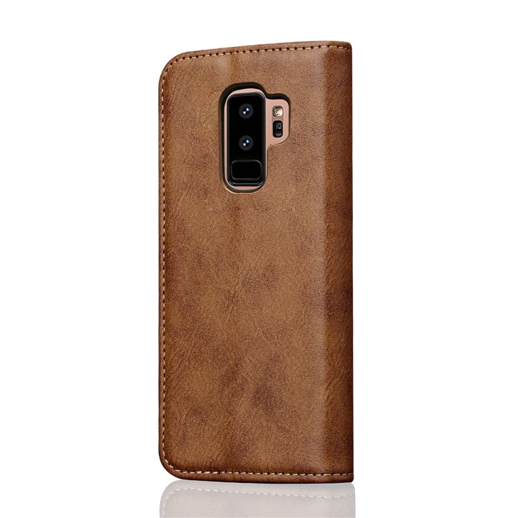 Vintage Flip Stand Leather Cell Phone Shell with Card Slot for Samsung Galaxy S9 Plus SM-G965 - Brown-3