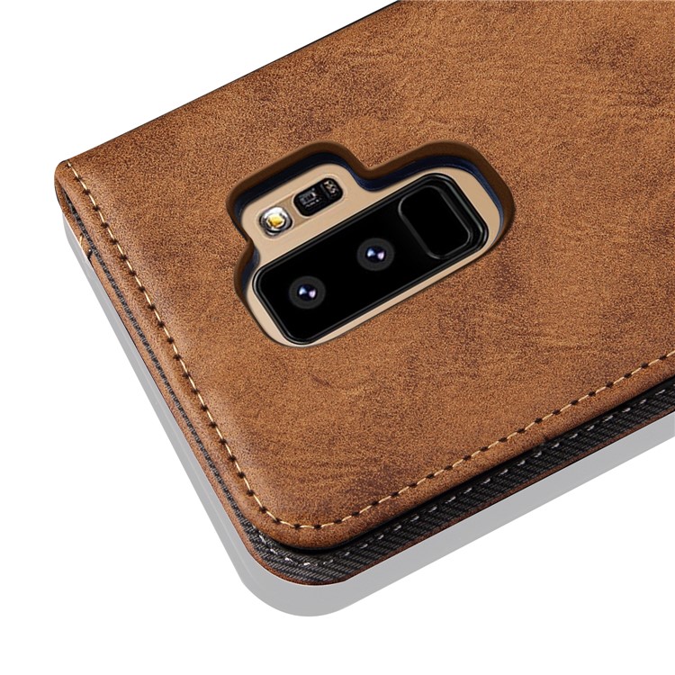 Vintage Flip Stand Leather Cell Phone Shell with Card Slot for Samsung Galaxy S9 Plus SM-G965 - Brown-4