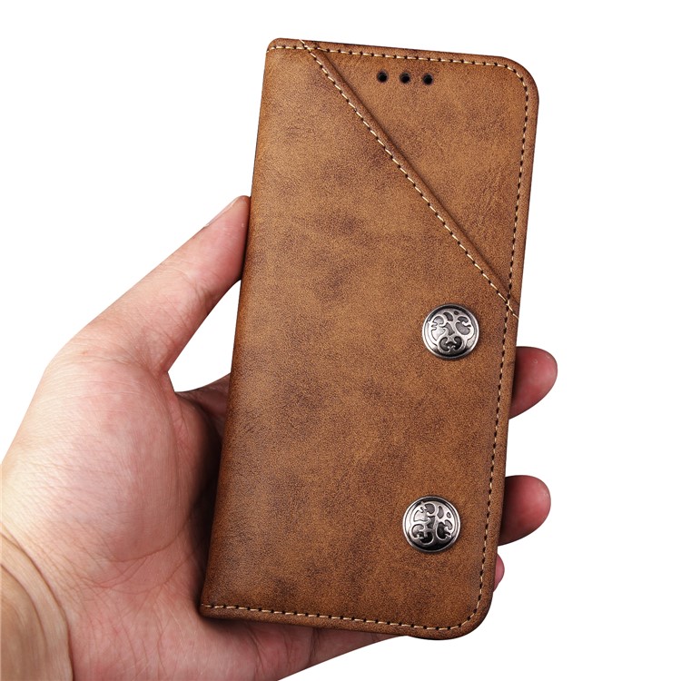 Vintage Flip Stand Leather Cell Phone Shell with Card Slot for Samsung Galaxy S9 Plus SM-G965 - Brown-5