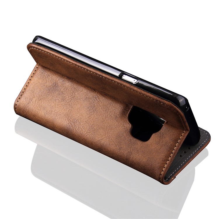 Vintage Flip Stand Leather Cell Phone Shell with Card Slot for Samsung Galaxy S9 Plus SM-G965 - Brown-6