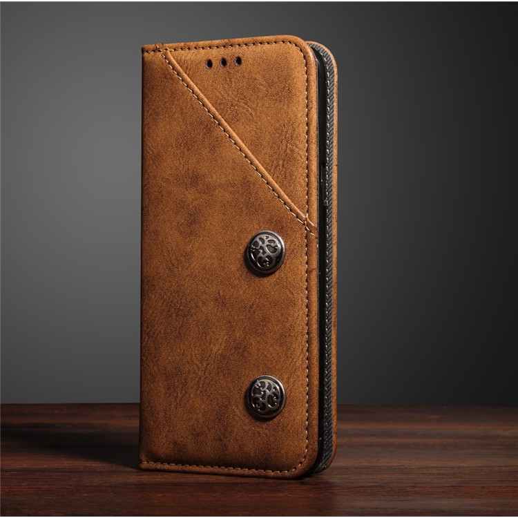 Vintage Flip Stand Leather Cell Phone Shell with Card Slot for Samsung Galaxy S9 Plus SM-G965 - Brown-9
