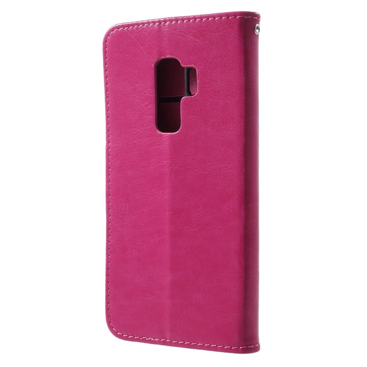 For Samsung Galaxy S9+ G965 Solid Color Wallet Stand Leather Case - Rose-2