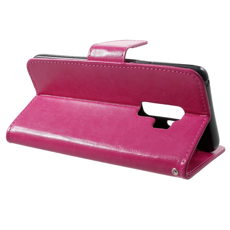 For Samsung Galaxy S9+ G965 Solid Color Wallet Stand Leather Case - Rose-4