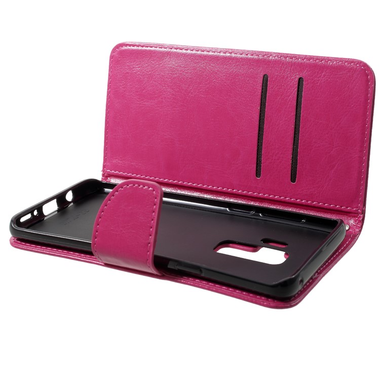 For Samsung Galaxy S9+ G965 Solid Color Wallet Stand Leather Case - Rose-5