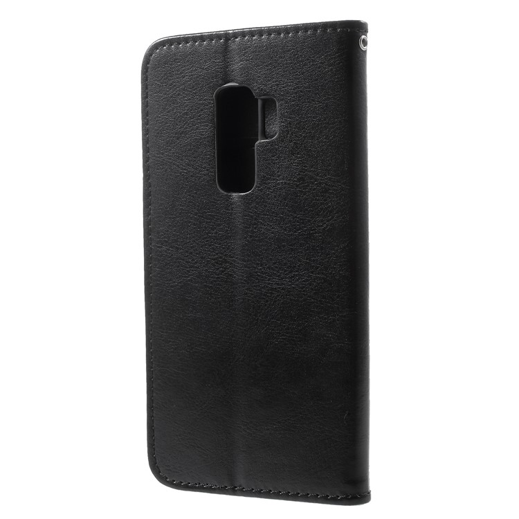 For Samsung Galaxy S9+ G965 Solid Color Wallet Stand Leather Cover - Black-2