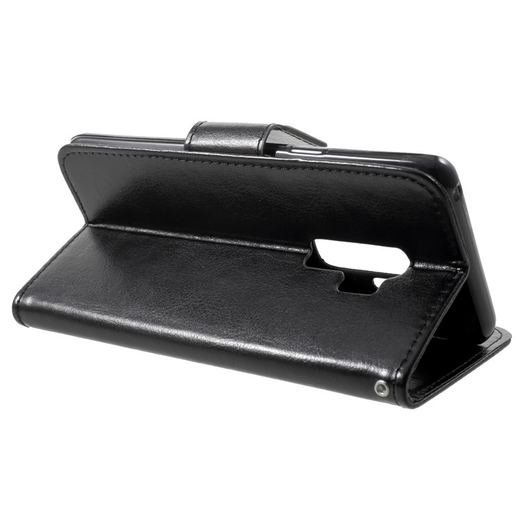 For Samsung Galaxy S9+ G965 Solid Color Wallet Stand Leather Cover - Black-4