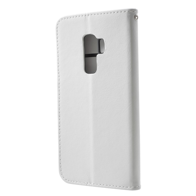 For Samsung Galaxy S9+ G965 Solid Color Wallet Stand Leather Shell - White-2