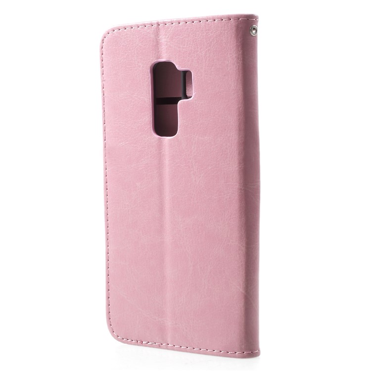 For Samsung Galaxy S9+ G965 Solid Color Wallet Flip Leather Cover Case - Pink-2