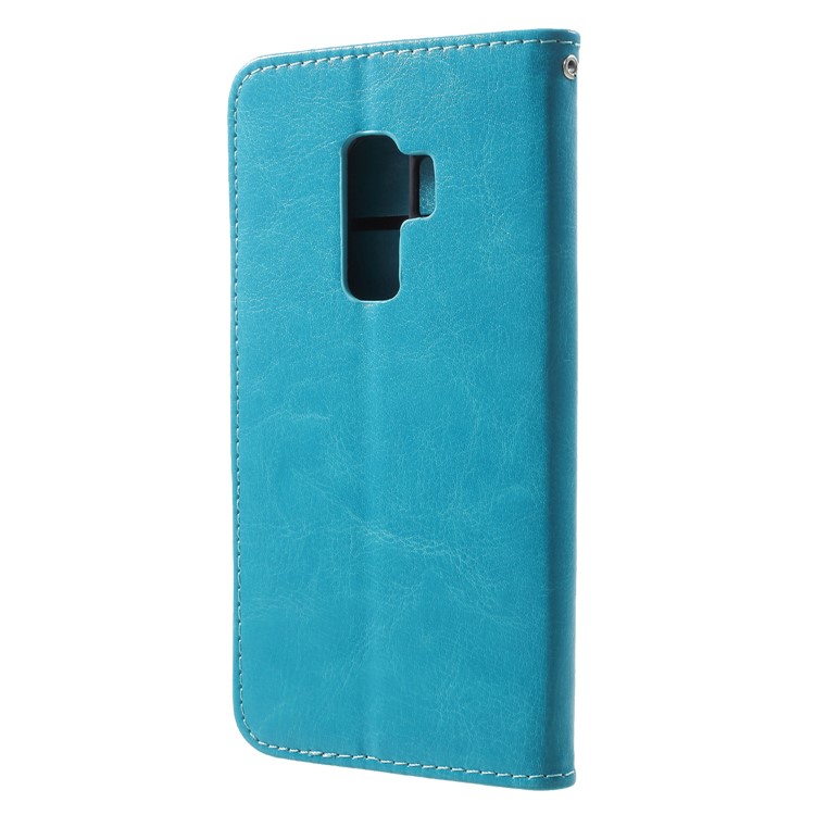 For Samsung Galaxy S9+ G965 Solid Color PU Leather Protector Cover - Blue-2