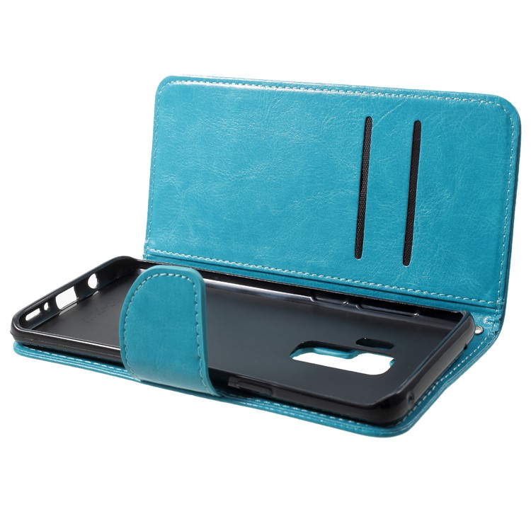 For Samsung Galaxy S9+ G965 Solid Color PU Leather Protector Cover - Blue-5