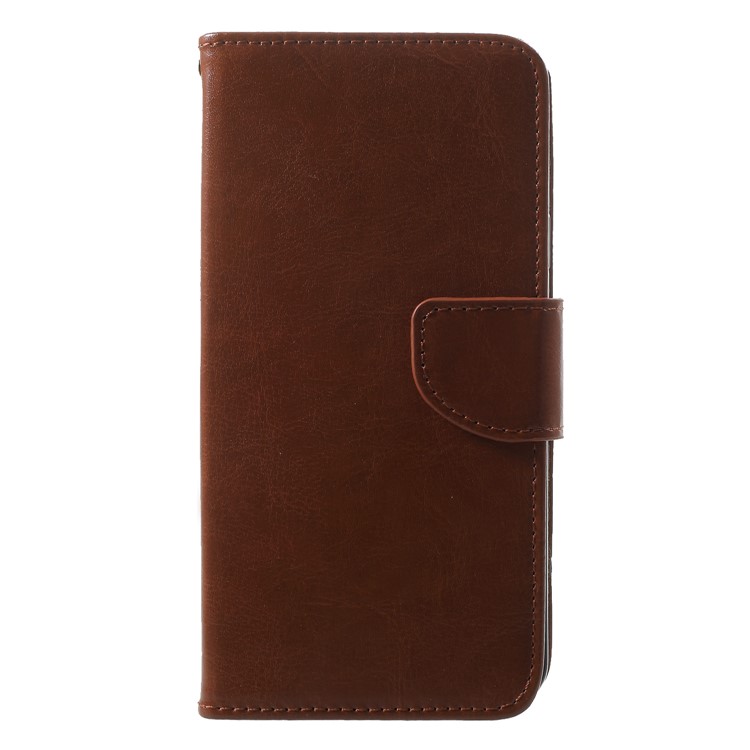 For Samsung Galaxy S9+ G965 Solid Color Wallet Leather Mobile Phone Case - Brown-1
