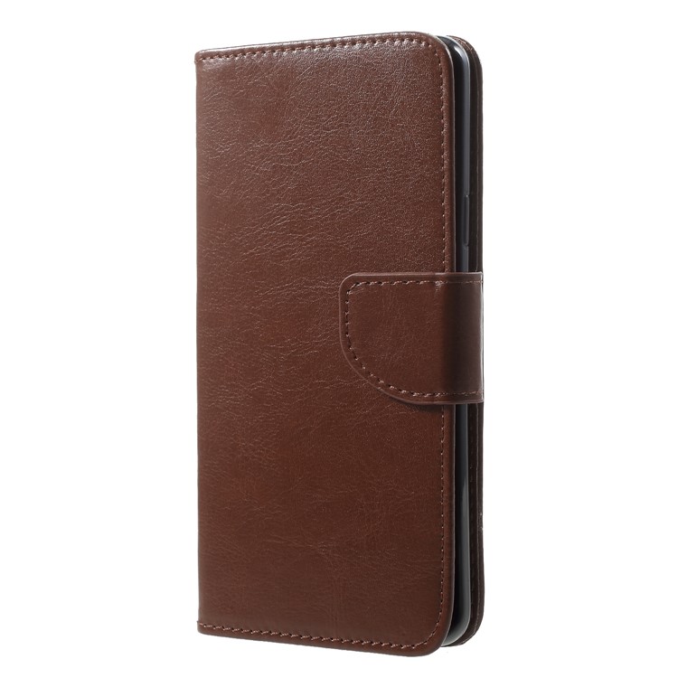 For Samsung Galaxy S9+ G965 Solid Color Wallet Leather Mobile Phone Case - Brown-3