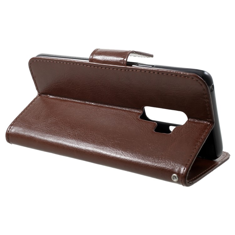 For Samsung Galaxy S9+ G965 Solid Color Wallet Leather Mobile Phone Case - Brown-4