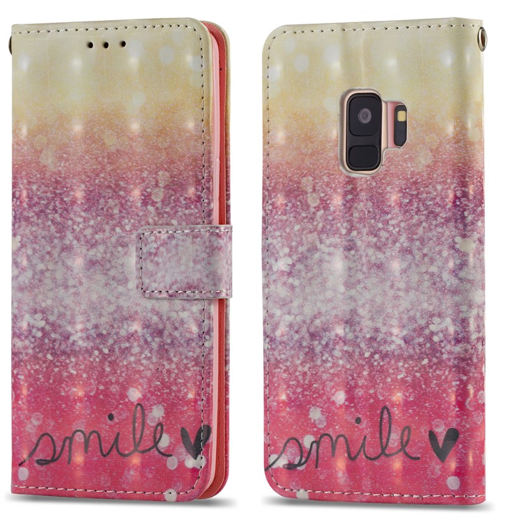 Pattern Printing Leather Wallet Stand Case for Samsung Galaxy S9 G960 - Smile-4
