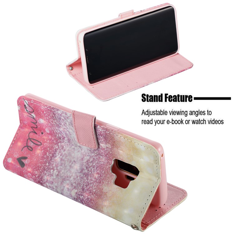 Pattern Printing Leather Wallet Stand Case for Samsung Galaxy S9 G960 - Smile-5