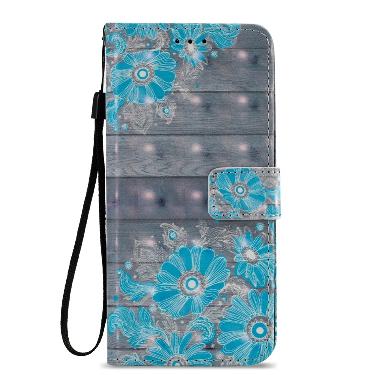 Pattern Printing Leather Wallet Stand Cover Shell for Samsung Galaxy S9 G960 - Blue Flower-2