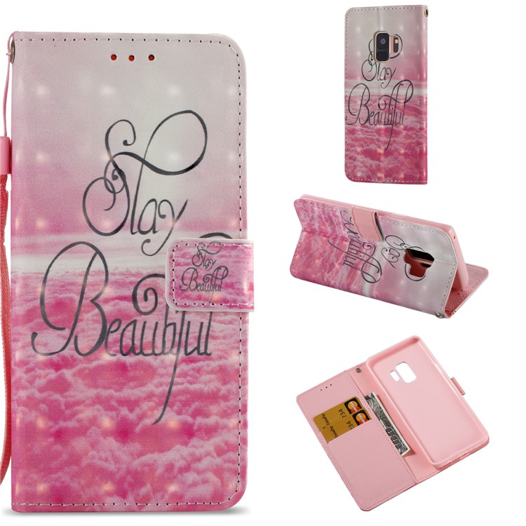 Pattern Printing Leather Wallet Stand Accessory Case for Samsung Galaxy S9 G960 - Stay Beautiful-1