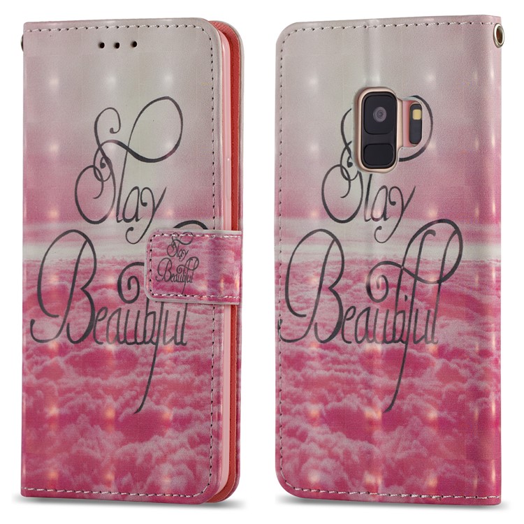 Pattern Printing Leather Wallet Stand Accessory Case for Samsung Galaxy S9 G960 - Stay Beautiful-4