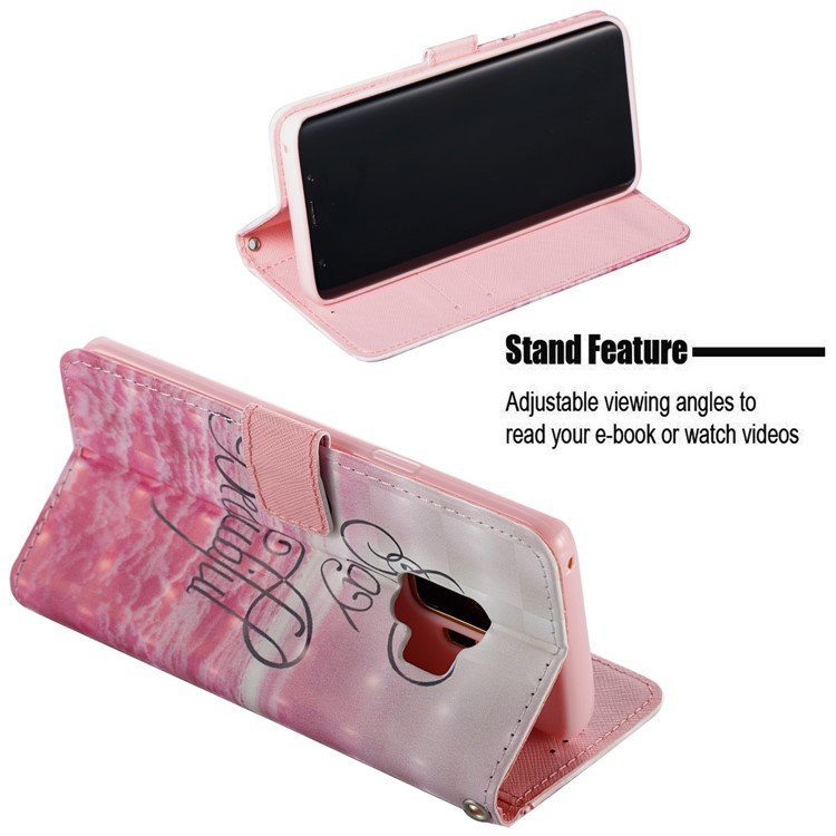 Pattern Printing Leather Wallet Stand Accessory Case for Samsung Galaxy S9 G960 - Stay Beautiful-5