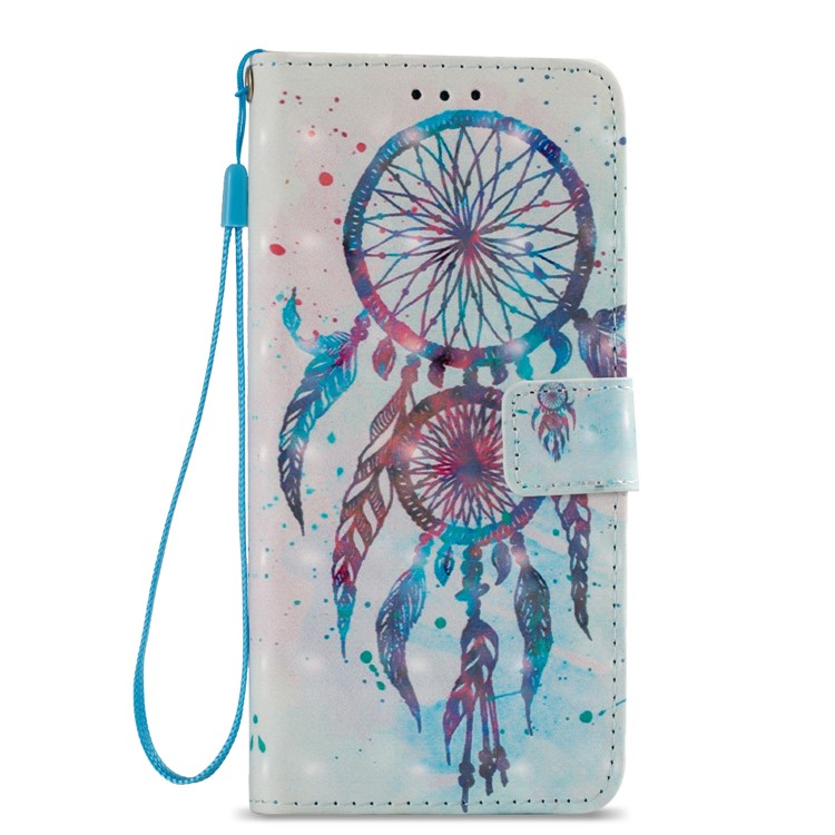 Pattern Printing Leather Wallet Stand Flip Cover for Samsung Galaxy S9 G960 - Blue Dream Catcher-3