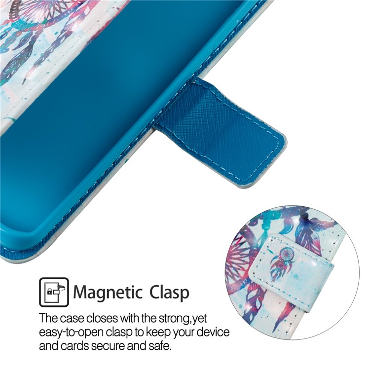 Pattern Printing Leather Wallet Stand Flip Cover for Samsung Galaxy S9 G960 - Blue Dream Catcher-6