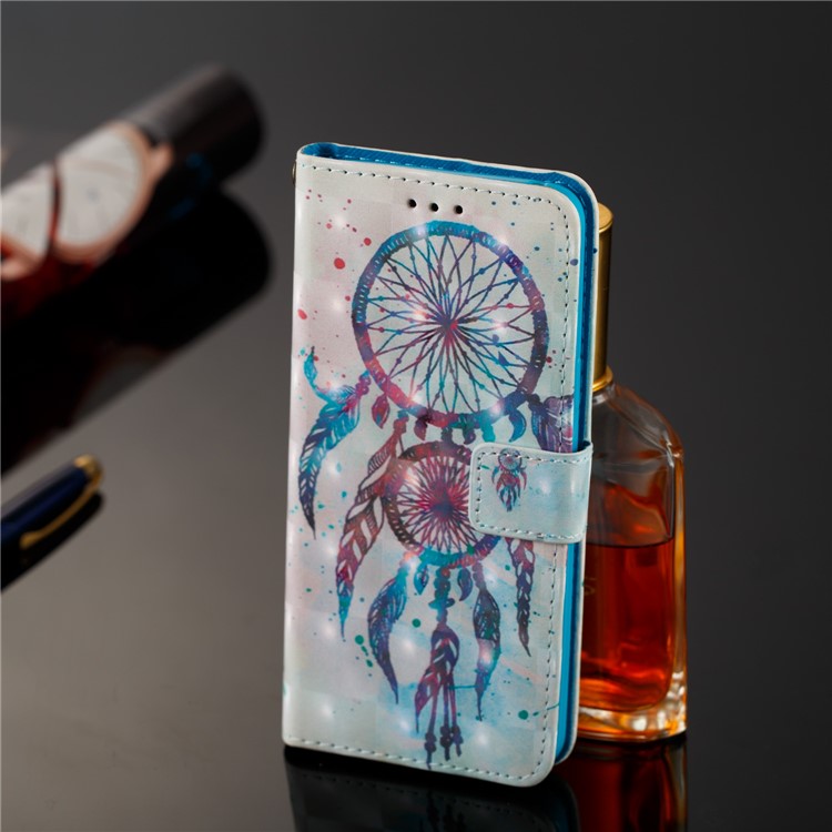 Pattern Printing Leather Wallet Stand Flip Cover for Samsung Galaxy S9 G960 - Blue Dream Catcher-8