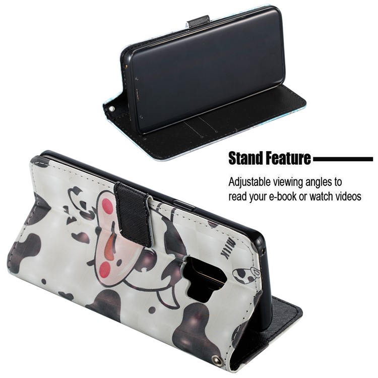 Pattern Printing Leather Wallet Stand Accessory Case for Samsung Galaxy S9 G960 - Milk-5