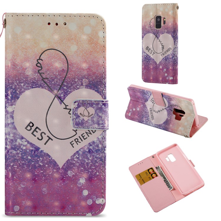 Pattern Printing Leather Wallet Cover with Stand for Samsung Galaxy S9 G960 - Best Friend-1
