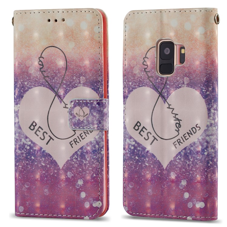 Pattern Printing Leather Wallet Cover with Stand for Samsung Galaxy S9 G960 - Best Friend-4