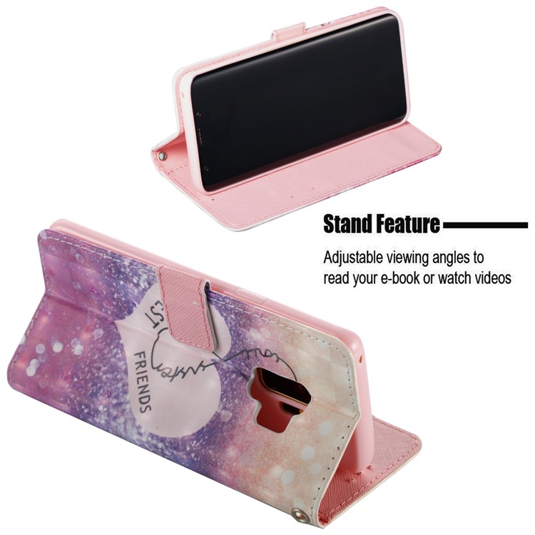 Pattern Printing Leather Wallet Cover with Stand for Samsung Galaxy S9 G960 - Best Friend-5
