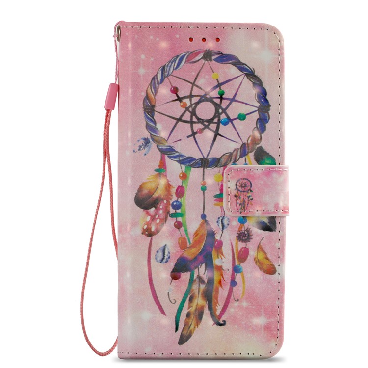 For Samsung Galaxy S9 G960 Pattern Printing Leather Wallet Stand Folio Accessory Case - Pink Dream Catcher-3
