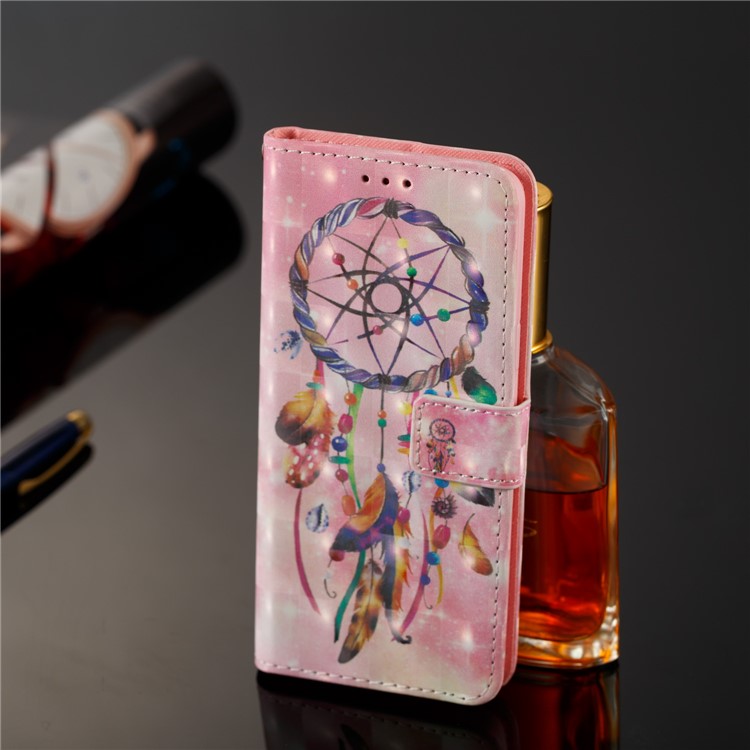For Samsung Galaxy S9 G960 Pattern Printing Leather Wallet Stand Folio Accessory Case - Pink Dream Catcher-8