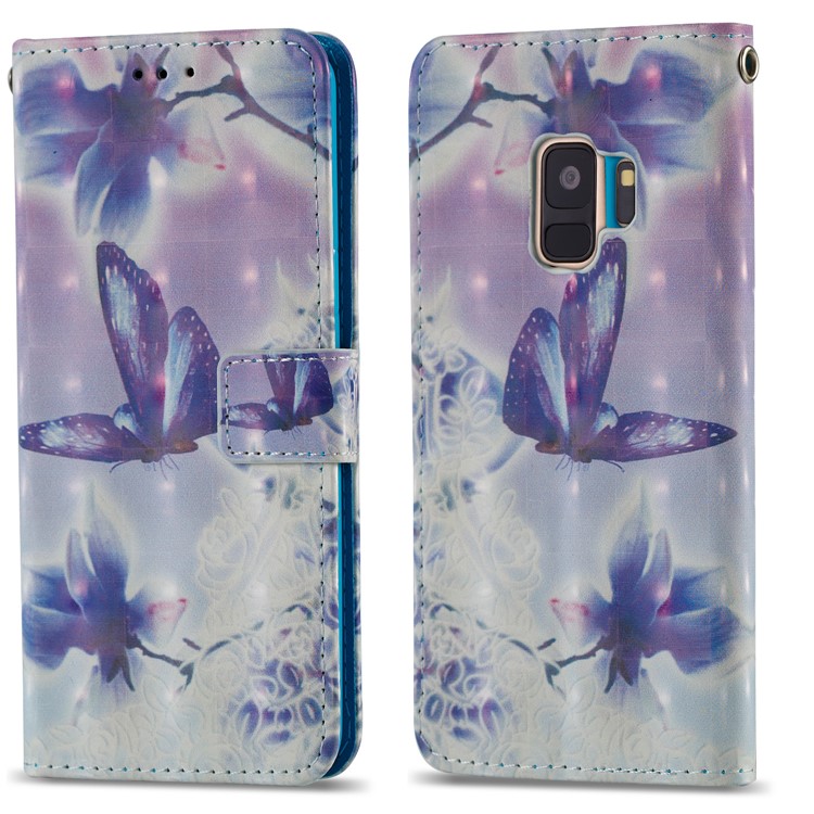 For Samsung Galaxy S9 G960 Pattern Printing Leather Wallet Stand Folio Cover - Butterfly-3