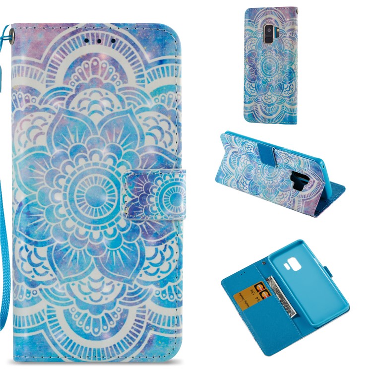 Patterned PU Leather Stand Wallet Flip Case for Samsung Galaxy S9 G960 - Mandala-1