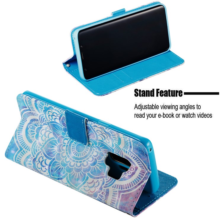 Patterned PU Leather Stand Wallet Flip Case for Samsung Galaxy S9 G960 - Mandala-5