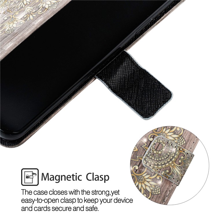 For Samsung Galaxy S9 G960 Patterned PU Leather Wallet Stand Mobile Phone Case - Gold Flower-6