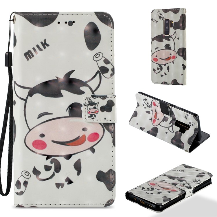 Pattern Printing Leather Wallet Stand Case for Samsung Galaxy S9+ G965 - Milk-1