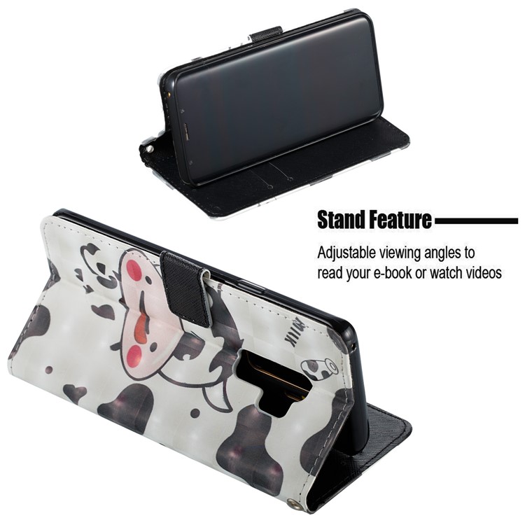 Pattern Printing Leather Wallet Stand Case for Samsung Galaxy S9+ G965 - Milk-5