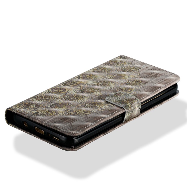 Pattern Printing Leather Wallet Flip Casing for Samsung Galaxy S9+ G965 - Gold Flower-2