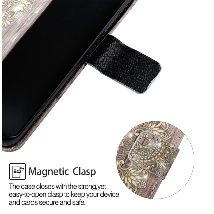 Pattern Printing Leather Wallet Flip Casing for Samsung Galaxy S9+ G965 - Gold Flower-6