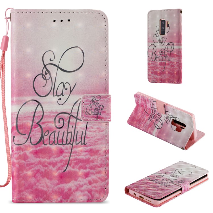 Pattern Printing Leather Wallet Cover Accessory for Samsung Galaxy S9+ G965 - Stay Beautiful-1